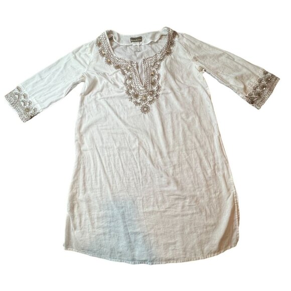 Tommy Bahama Women's White Embroidered Tunic Top Swim Cover Up XS 100% Cotton - Picture 1 of 8